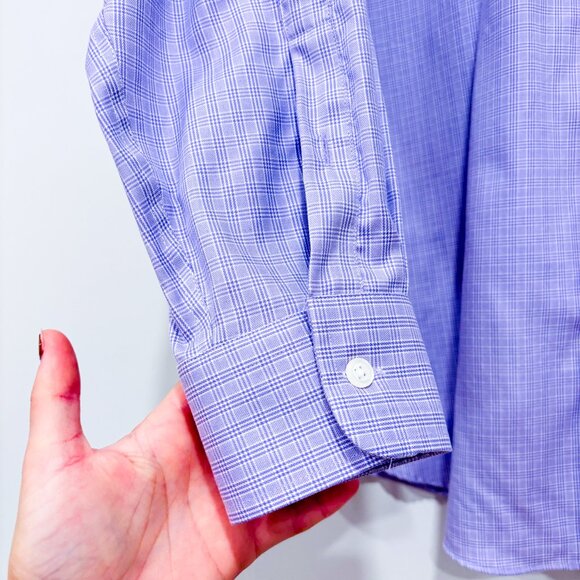 JOSEPH ABBOUD | Lavender check shirt | Egyptian cotton classic | Men's XXL - Picture 5 of 8